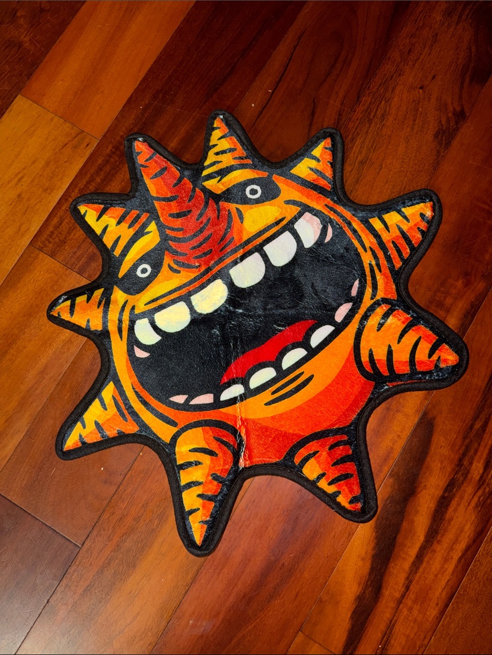 Rug floor mat Orange Sunburst Cartoon or Wall Art - Vibrant Home Accent